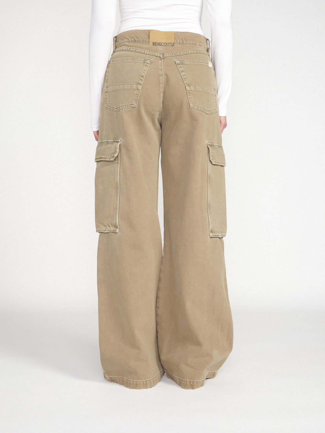 Semicouture Denim cargo in cotone oversize  beige 27