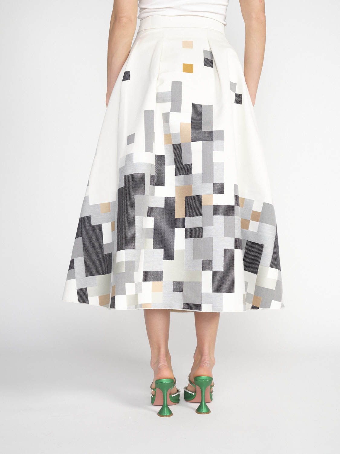 Antonia Zander Yacy flared skirt with graphic pattern  creme S