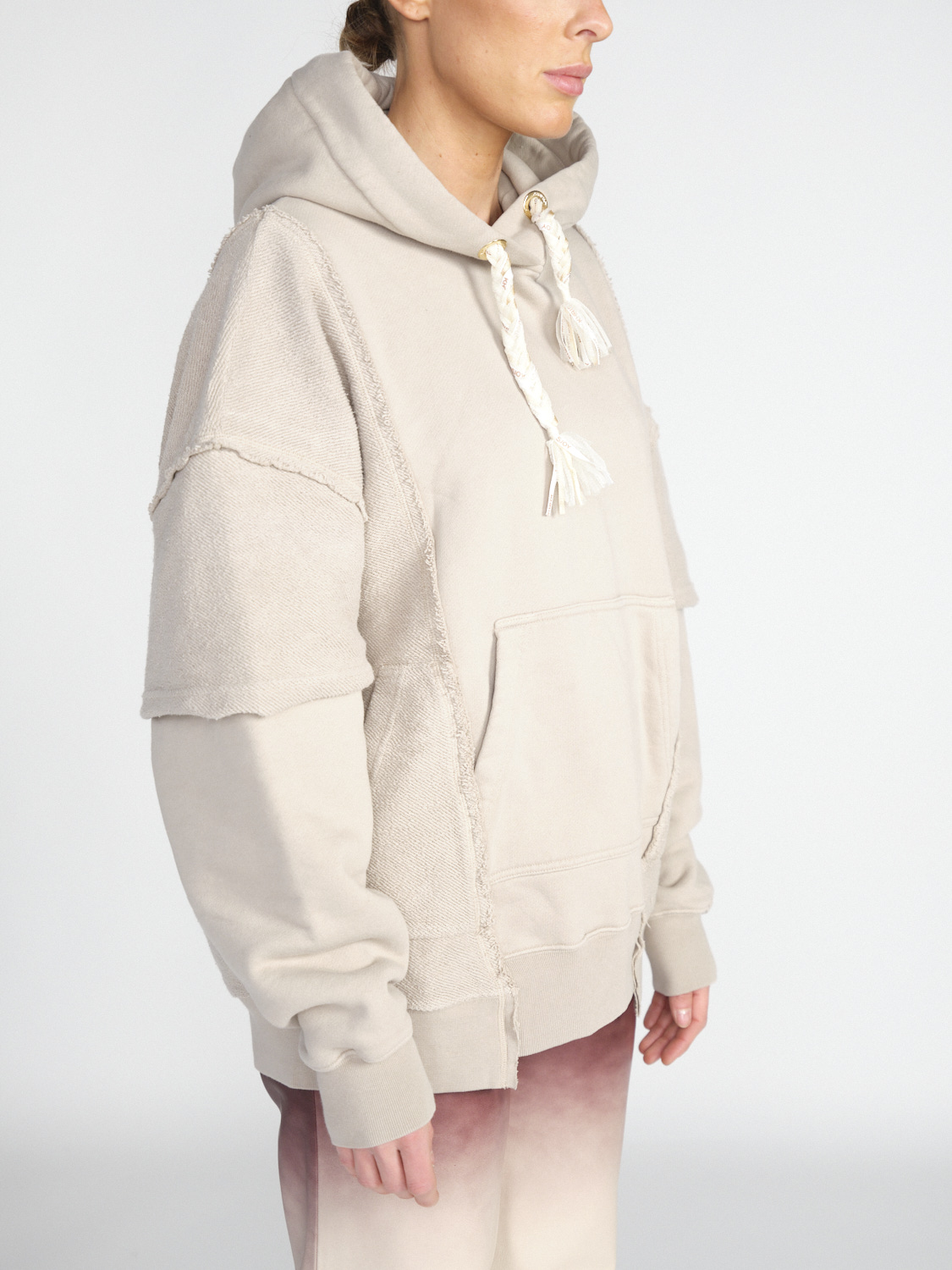 khrisjoy Hoodie Double – Oversized hoodie made of cotton  beige S/M