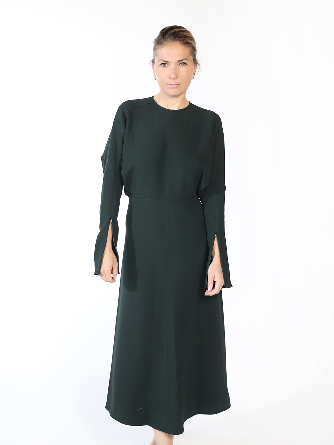 Victoria Beckham Long Sleeve Dolman – Maxikleid mit Fledermausärmeln  grün 38