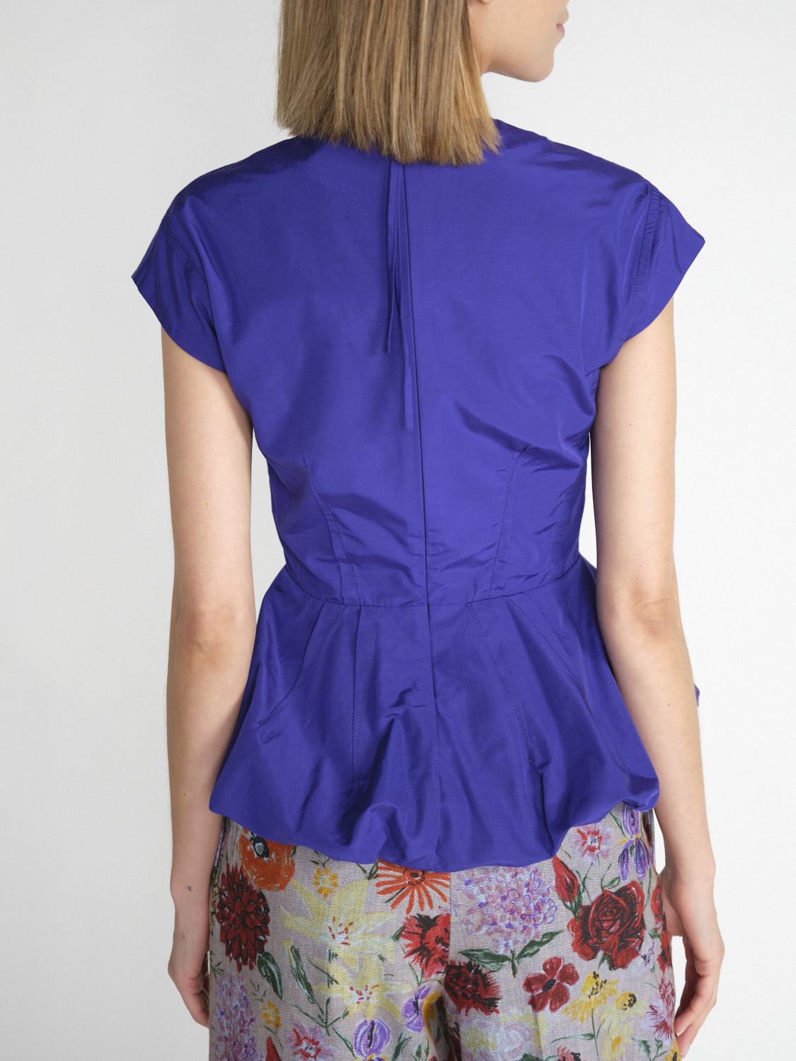 Odeeh Cotton blend blouse with balloon peplum   purple 34