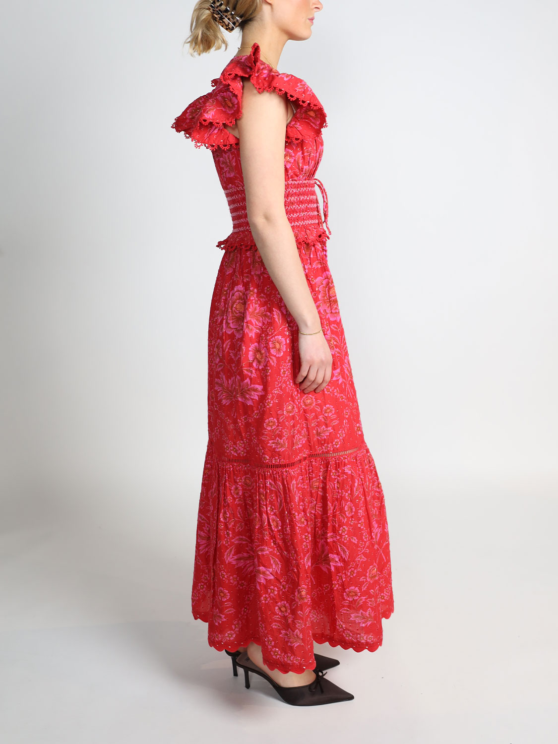 Farm Rio Olivia cotton dress  red XS