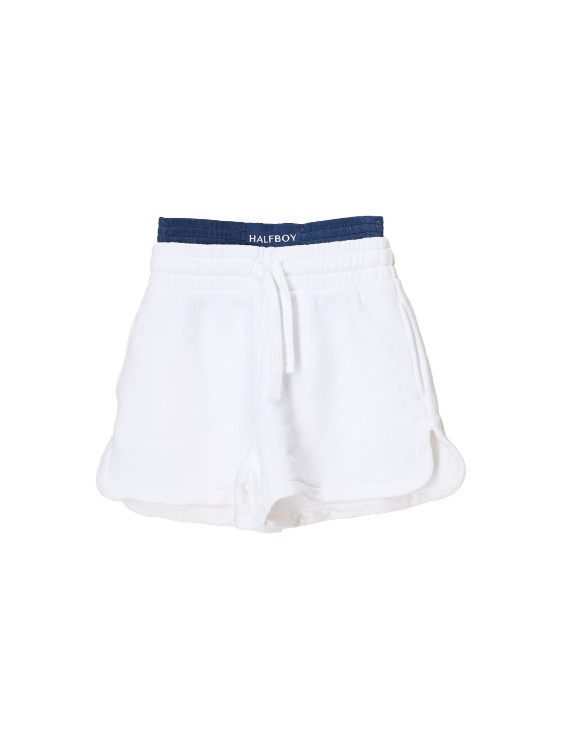 Halfboy With Boxer - Cotton shorts with boxer detail  white XS