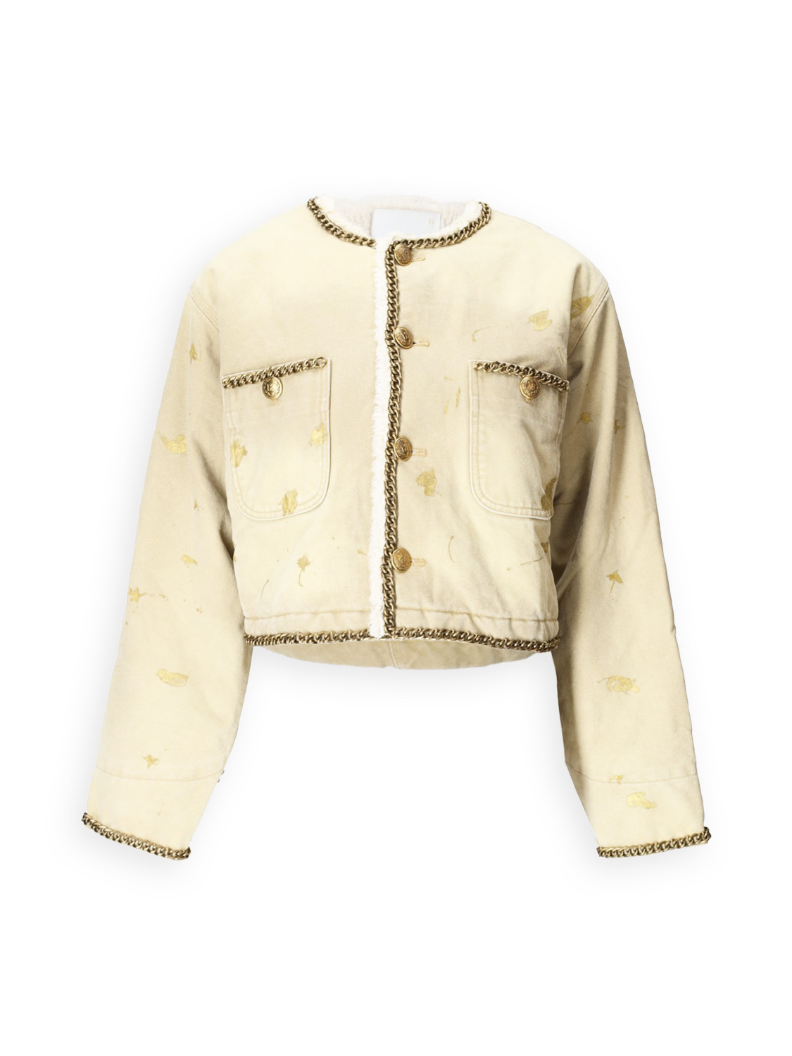 Cropped Chore – Kurze Baumwoll-Jacke mit goldfarbenen Details  