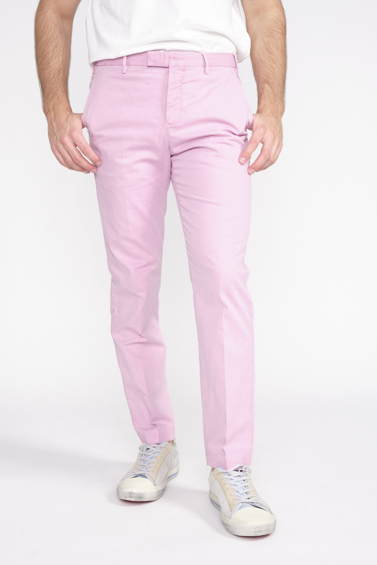 PT Torino Pantaloni stile chino con piega in cotone rosa 48