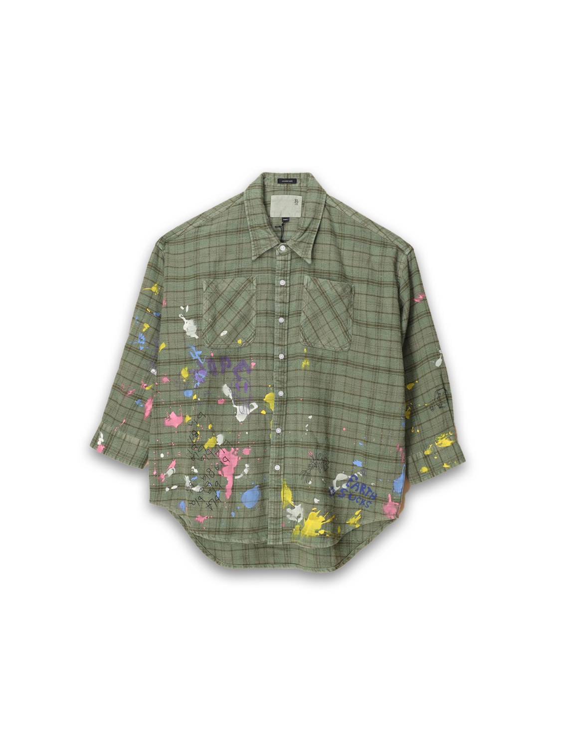 R13 Drop Neck – Oversized Flanell Hemd grün M R13 Drop Neck – Oversized Flanell Hemd grün M