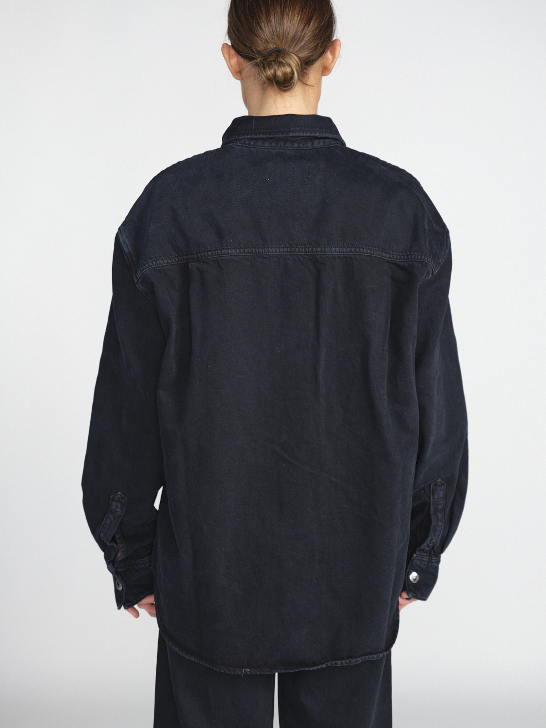 Agolde Camryn - Oversized cotton denim shirt  black XS