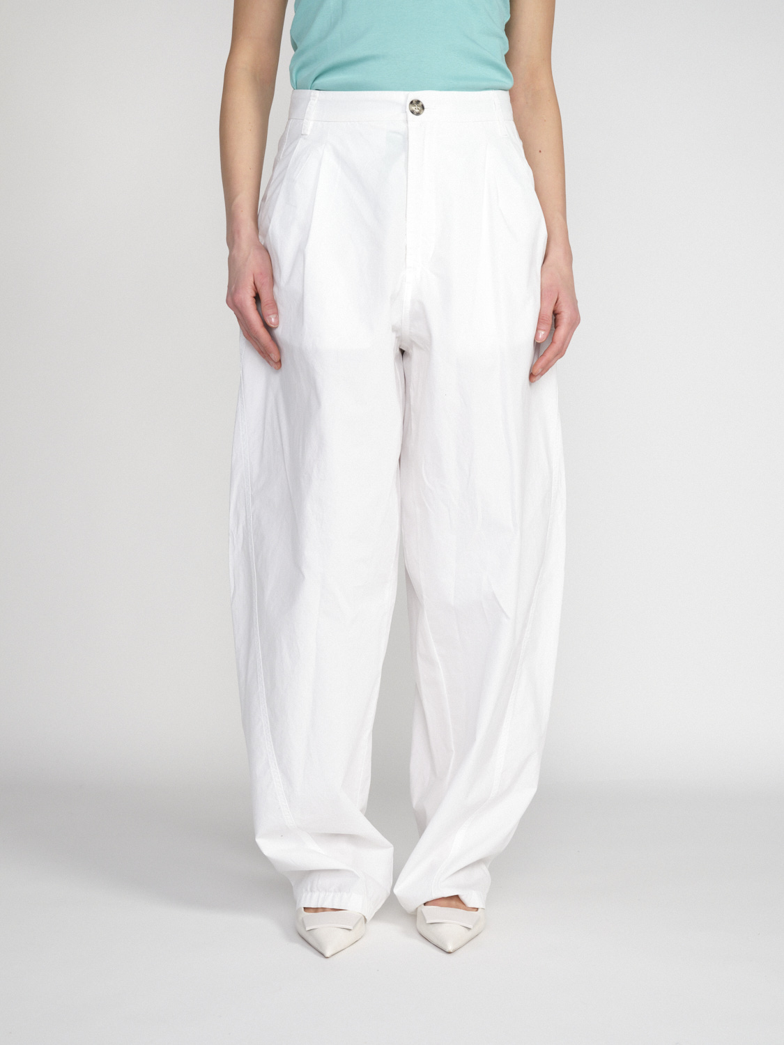 Darkpark Phebe - Pantaloni a gamba larga in cotone oversize   bianco XS/S