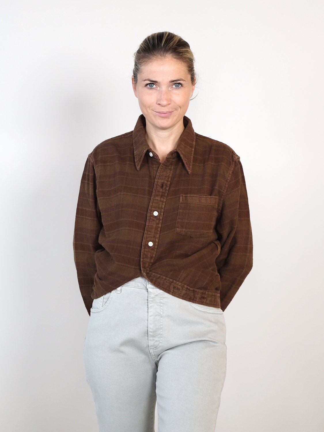 R13 Wrap Around - Cotton shirt brown L