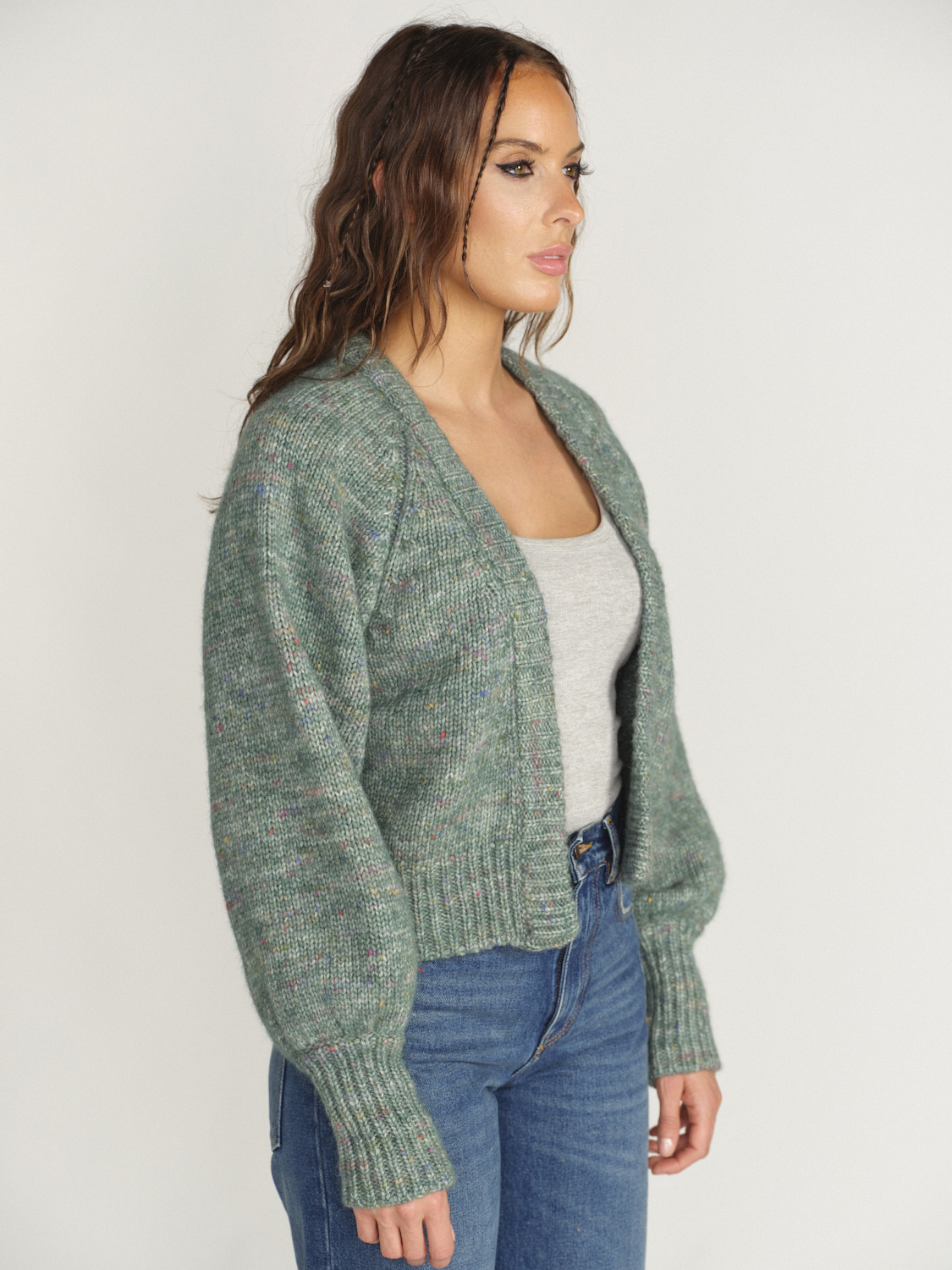 Antonia Zander Clodina - Oversized cardigan in cotton and merino wool green M