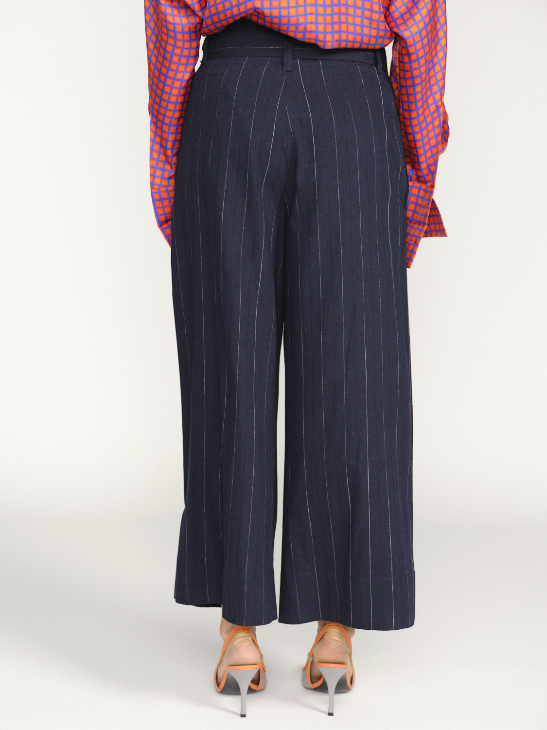 Odeeh Pantalon à rayures avec partie en laine vierge grau 34