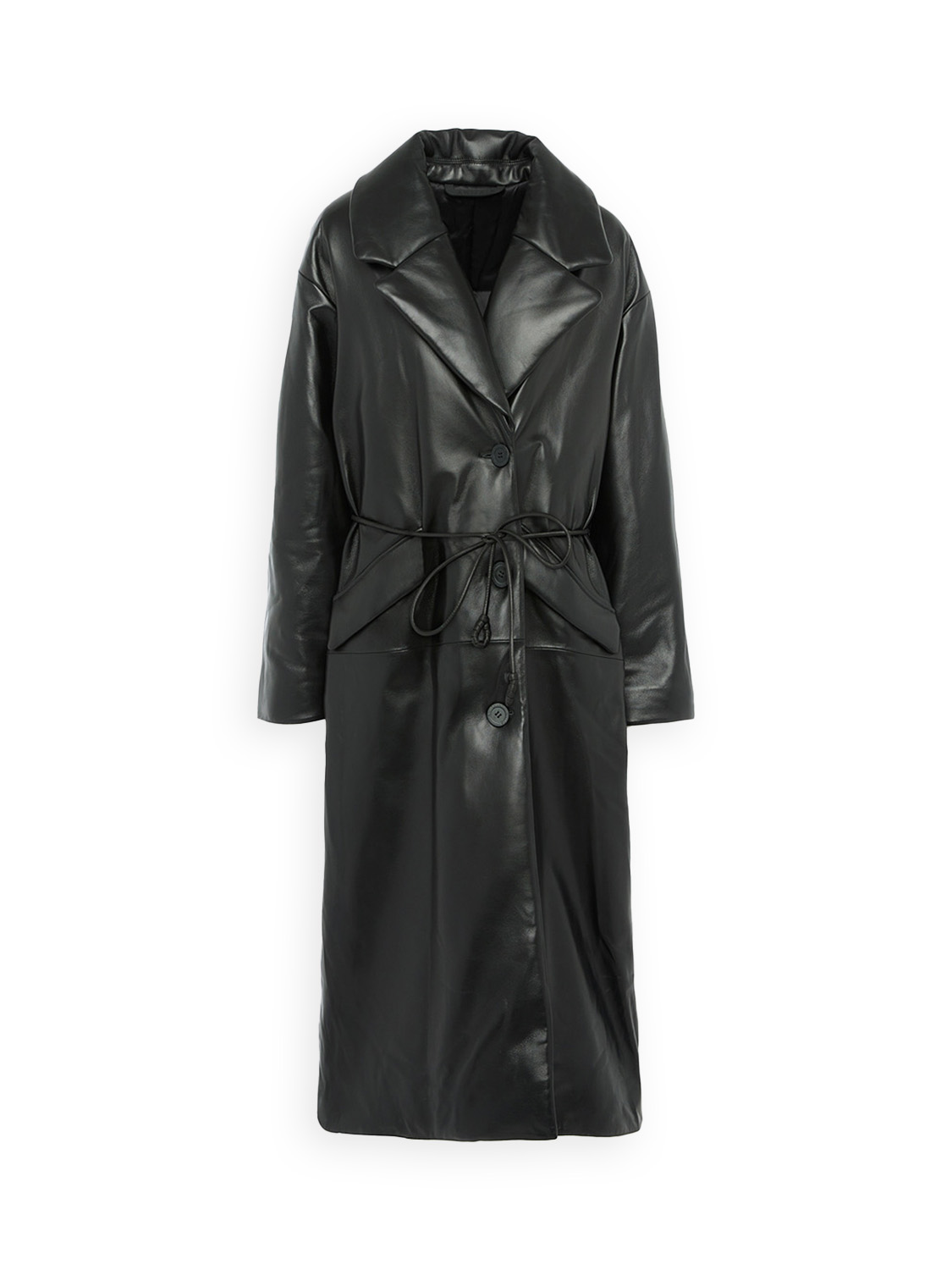 Ahirain Techno Coat – Oversized Ledermantel  schwarz XS