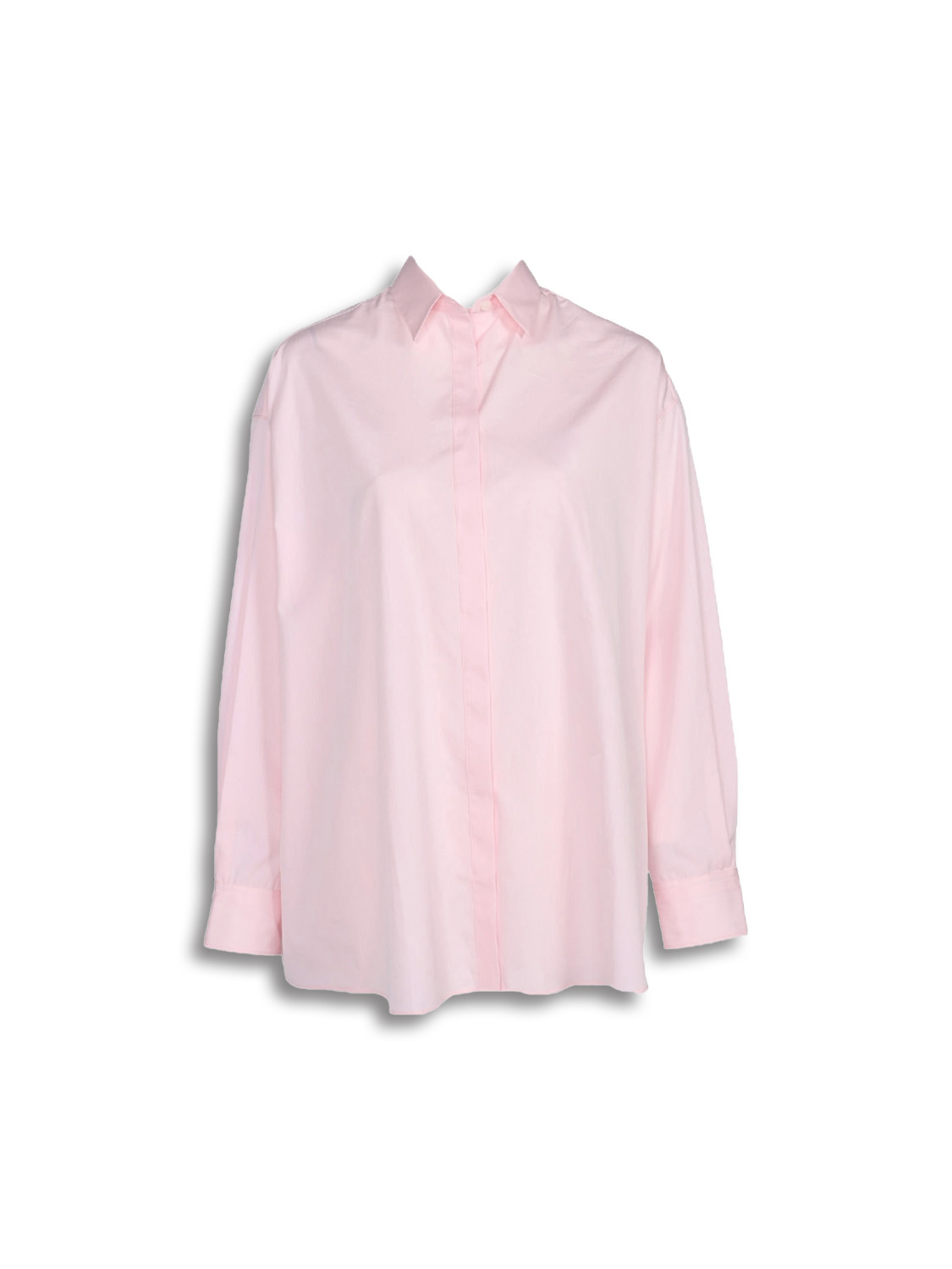 Wide cut cotton blouse with concealed button placket