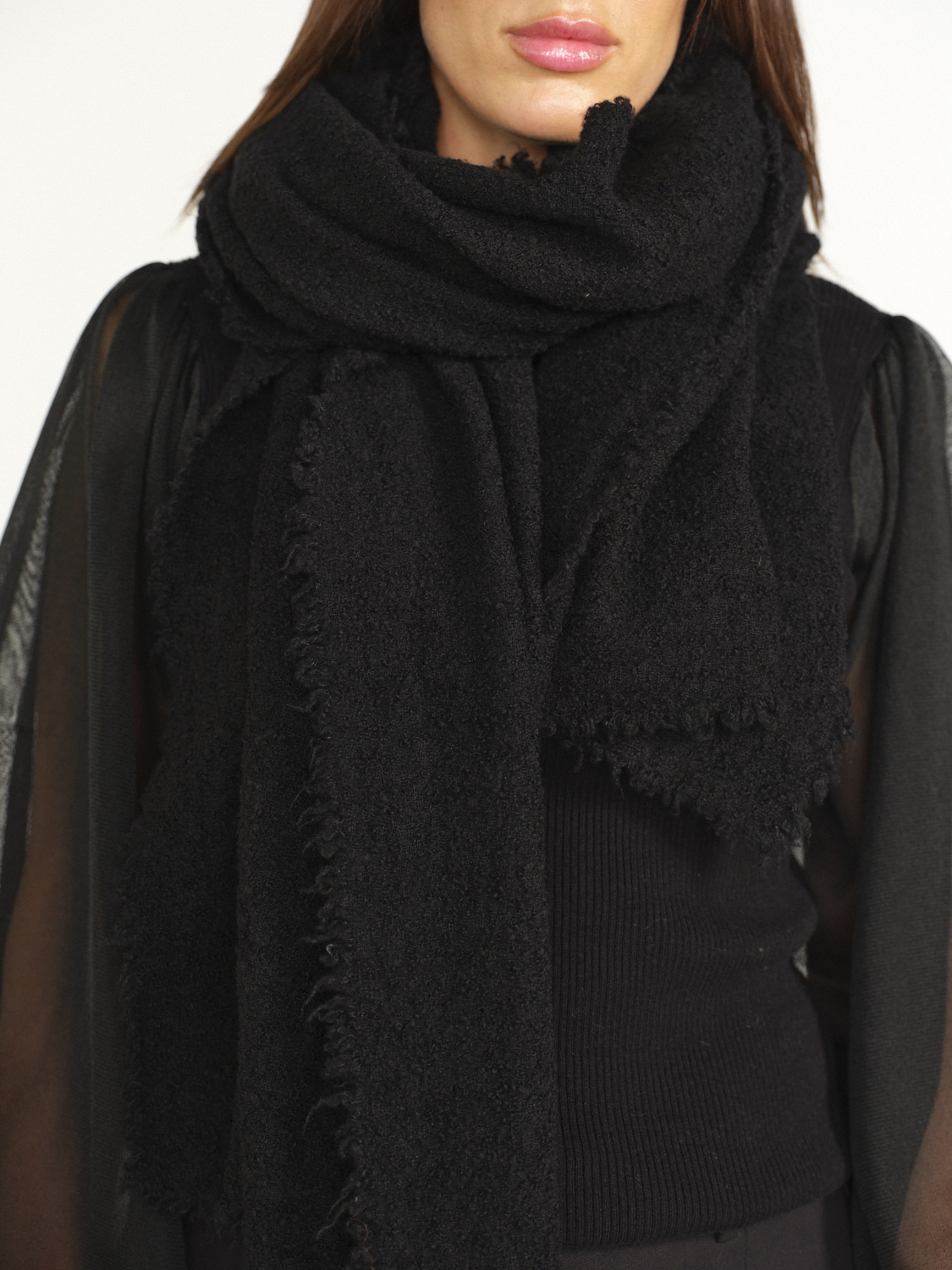 Faliero Sarti Alexia - Bufanda rectangular de lana y cachemira negro Talla única