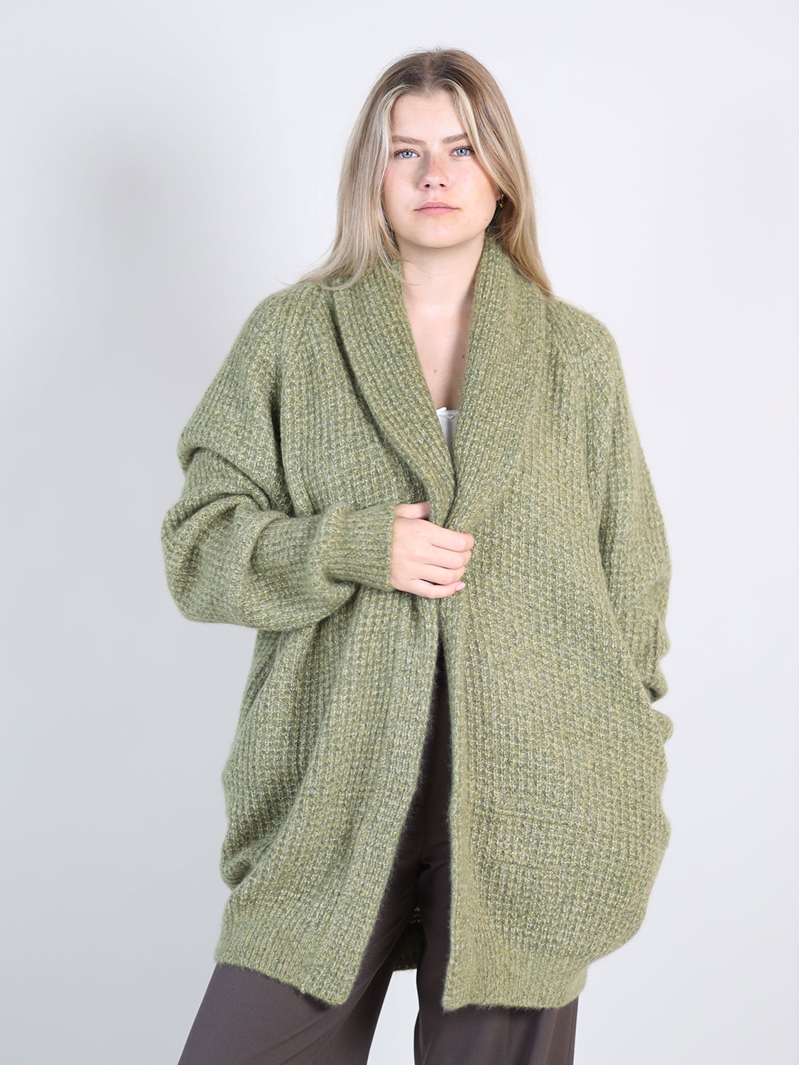 Frenckenberger Grandpa – Lange Strickjacke grün S