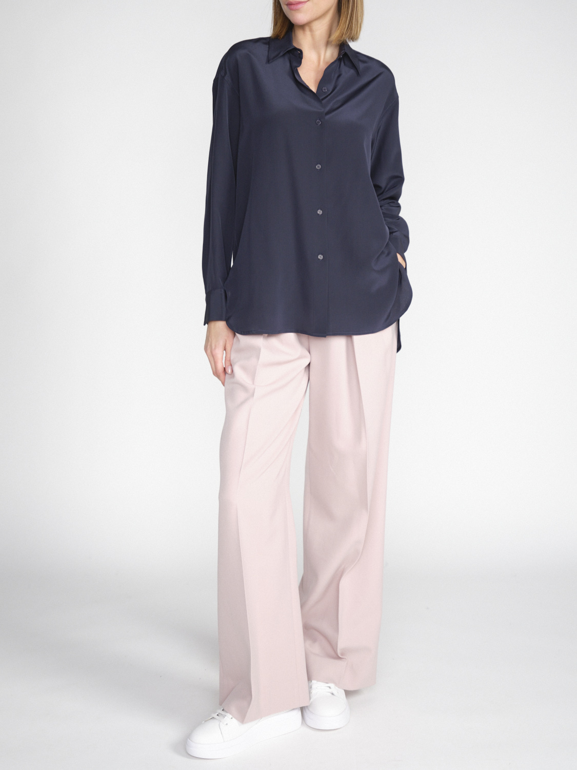 Nili Lotan Julien - Oversized silk blouse  marine XS