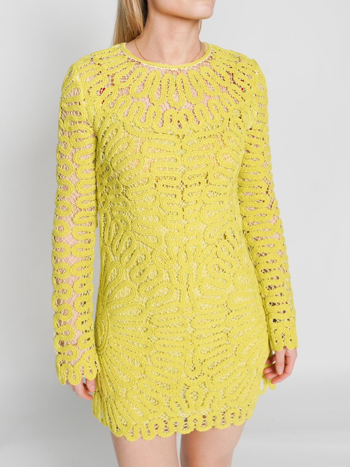 Simkhai Mccall – Kleid mit mechanischer Häkelstickerei yellow 34