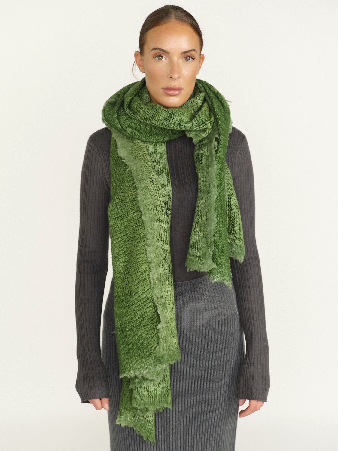 Avant Toi Oversized Scarf – Merino-Kaschmir-Schal im Oversize-Design  grün One Size