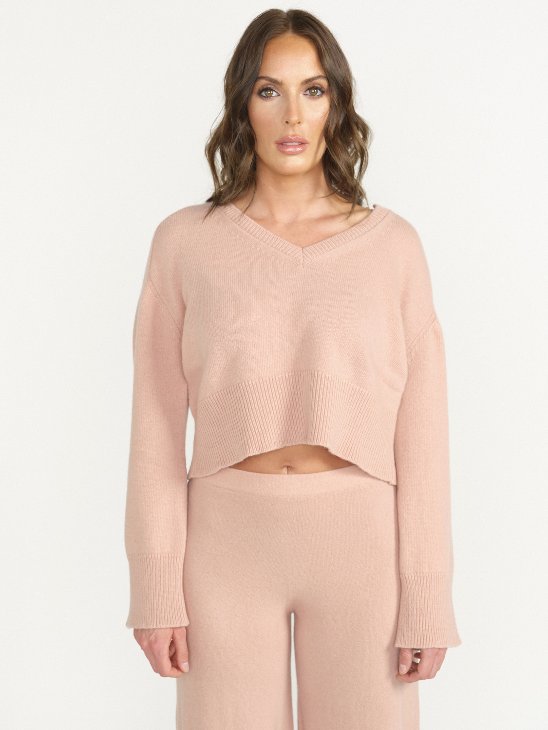 Semicouture Knitted sweater with long sleeves in virgin wool rosa L