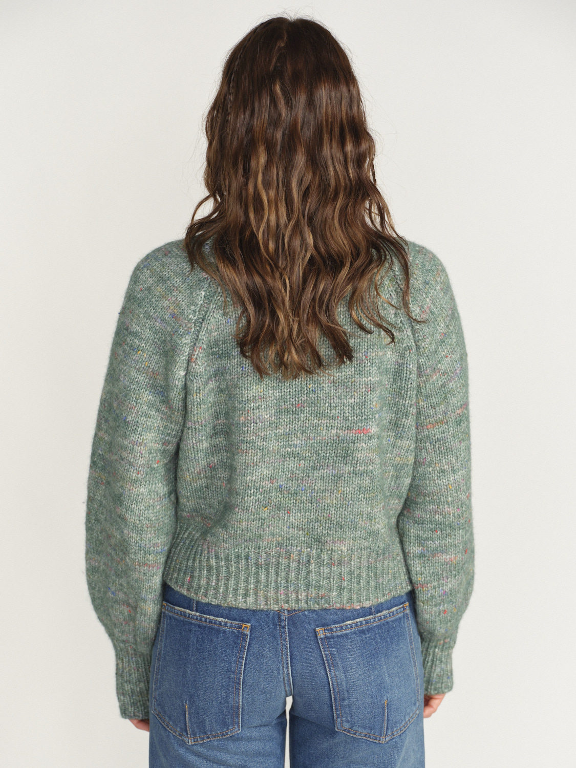 Antonia Zander Clodina – Oversized Strickjacke aus Baumwolle und Merino Wolle grün XS